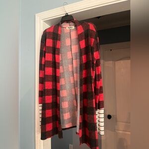 Buffalo Plaid Open Front Cardigan